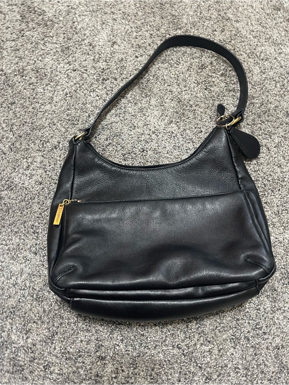 Giani Bernini Black Leather Shoulder Bag with Gold Hardware